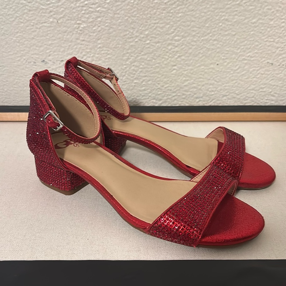 GB Girls, girls red sparkly heels, size 2